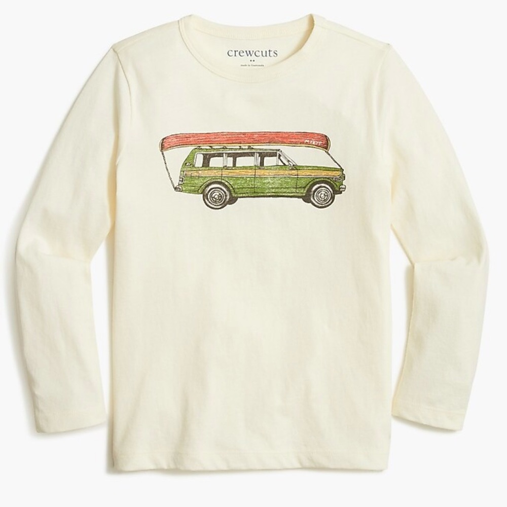 Crewcuts - Boys’ Long Sleeve Cream Canoe Truck Graphic T-Shirt - Size: XS (4-5)